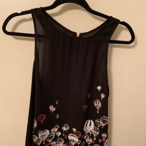 Black tank top • hot air ballon pattern • back zip